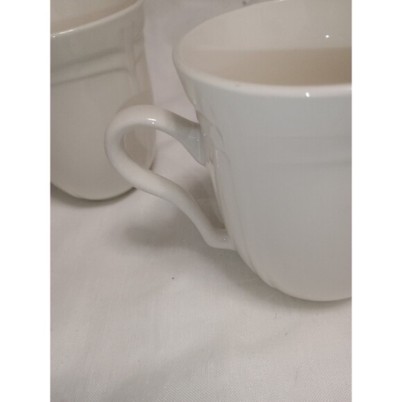 Gibson Designs LE CLAIRE White Coffee Mug Tea Cup Embossed Scalloped Set of 2 - Picture 4 of 9